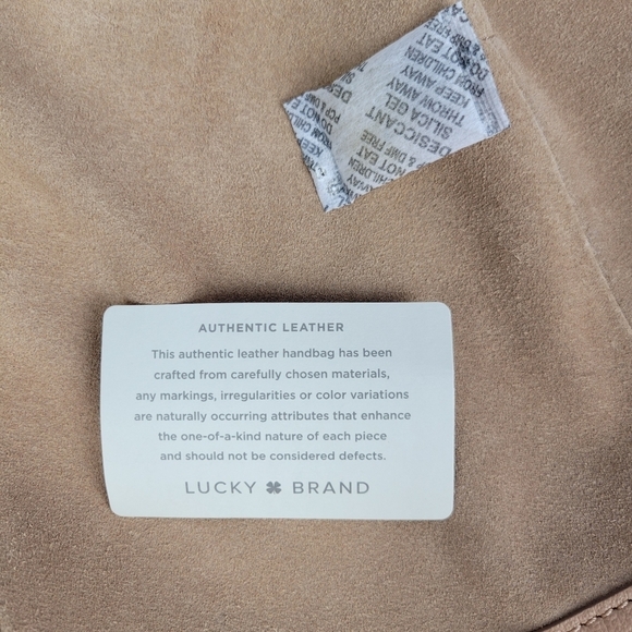 Lucky Brand Leather Suede Large Deep Shoulder Bag In Walnut cream - Picture 9 of 12